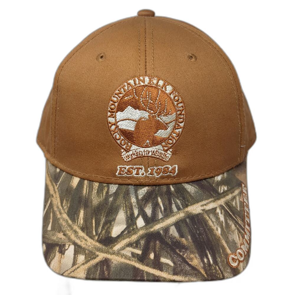 The Game Rocky Mountain Elk Foundation Committee Brown Camo Baseball Cap OS Hat